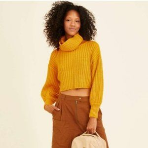 🌞 Women's Urban Outfitters Yellow Mia Turtleneck Cropped Sweater